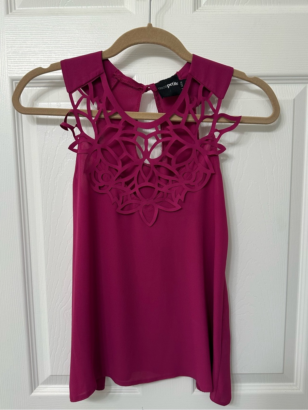 ASOS Petite Fuchsia Laser-Cut Sleeveless Top